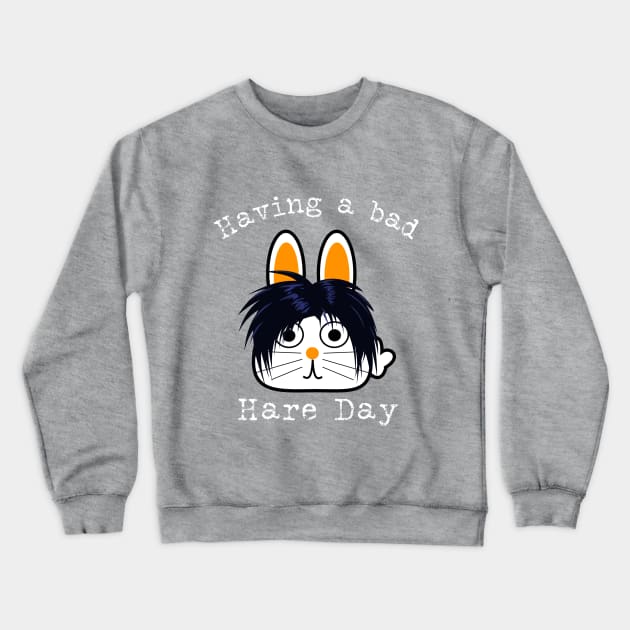 Bad Hair Day Hare Pun Kids Funny Back-To-School Bunny Gift Crewneck Sweatshirt by HuntTreasures